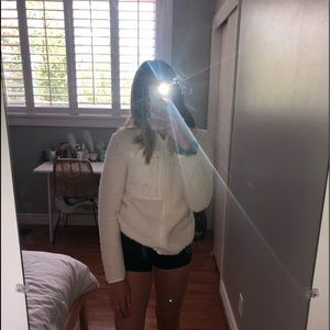 White Sherpa zip up sweatshirt